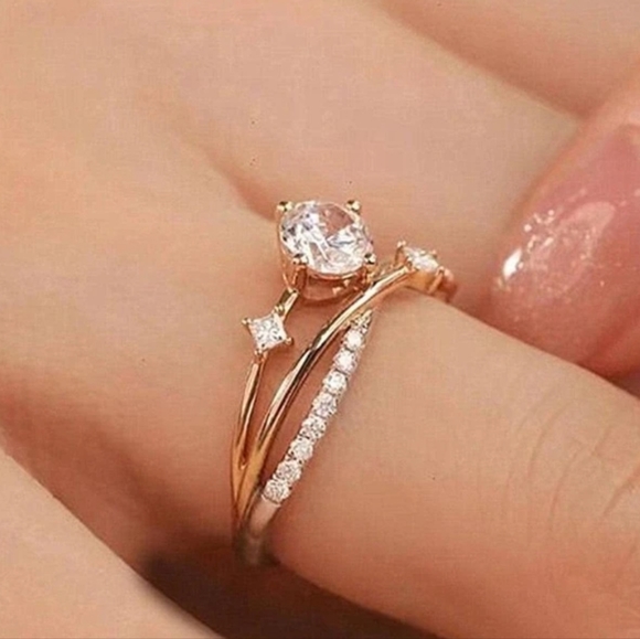 Adjustable Cosmic Trail Planet Women's Zircon Rhinestone Wedding Rings. - Picture 3 of 4